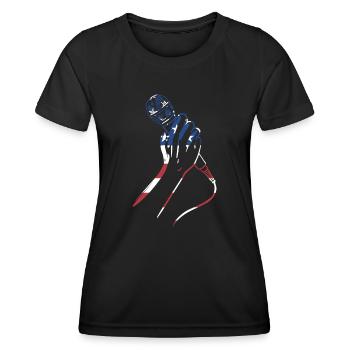 Comedian Us Flag Stand Up Comedy - Frauen Funktions-T-Shirt - Schwarz - Vorne - AI Model Female 172 light (172cm)