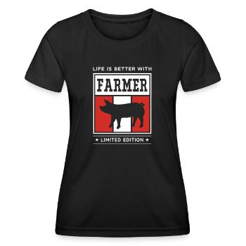 Farmer - Frauen Funktions-T-Shirt - Schwarz - Vorne - AI Model Female 172 light (172cm)