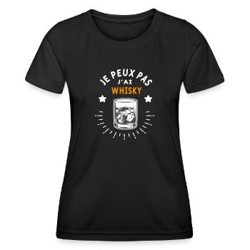J'peux pas j'ai whisky - alcool - T-shirt sport Femme - noir - Devant - AI Model Female 172 light (172cm)