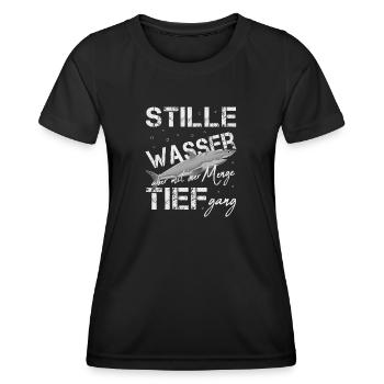 stille wasser sind tief hai weiß Hai Hai Shirt - Frauen Funktions-T-Shirt - Schwarz - Vorne - AI Model Female 172 light (172cm)