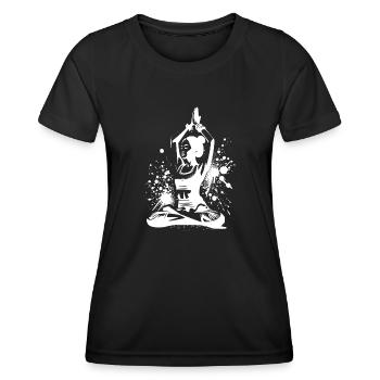 Professeur de yoga de relaxation de méditation asiatique - T-shirt sport Femme - noir - Devant - AI Model Female 172 light (172cm)