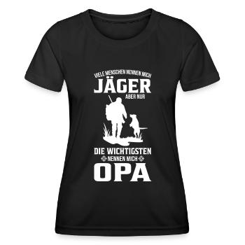 Jäger Opa Großvater Jagd Jagen Jagdhund Geschenk - Frauen Funktions-T-Shirt - Schwarz - Vorne - AI Model Female 172 light (172cm)