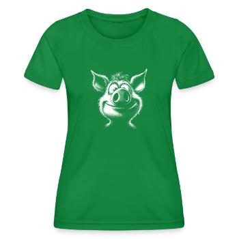 Lustiges Schwein | T Shirt - Frauen Funktions-T-Shirt - Kelly Green - Vorne - AI Model Female 172 dark (172cm)