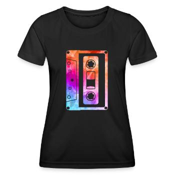 80s 90s Cassette Mixtape Retro Funny - T-shirt sport Femme - noir - Devant - AI Model Female 172 light (172cm)