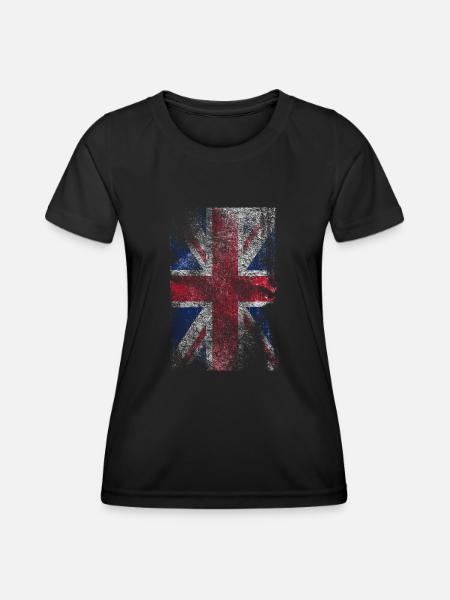 union jack - used look - Women's Functional T-Shirt - black