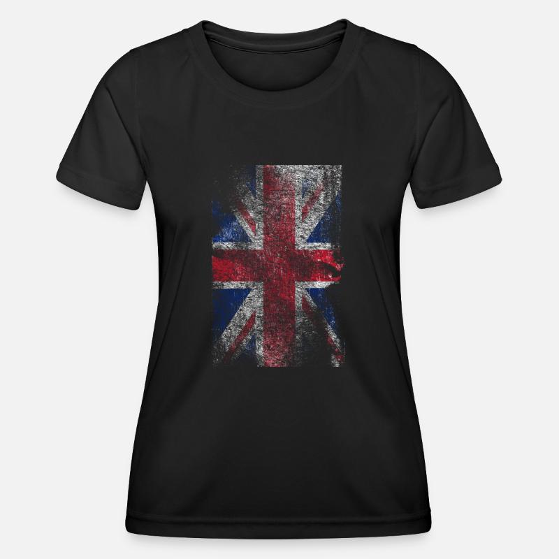 union jack - used look - Women's Functional T-Shirt - black