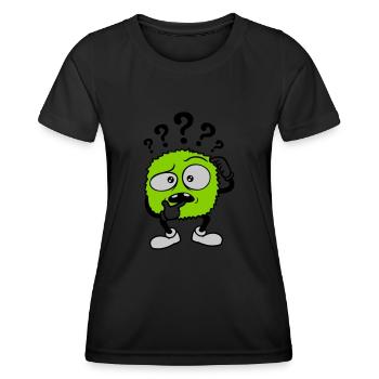 Question mark skeptical face comic - Women's Functional T-Shirt - black - Front - AI Model Female 172 light (172cm)