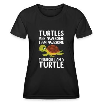 Drôle de tortue de mer Tortue de mer Eau de mer - T-shirt sport Femme - noir - Devant - AI Model Female 172 light (172cm)