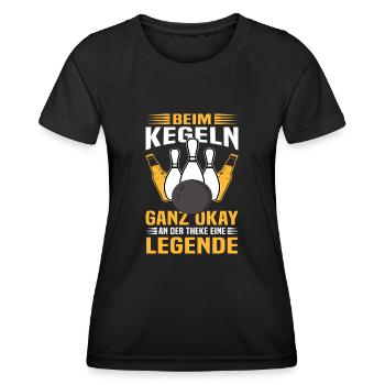 Kegler Kegelbahn Beim Kegeln ganz okay - Frauen Funktions-T-Shirt - Schwarz - Vorne - AI Model Female 172 light (172cm)