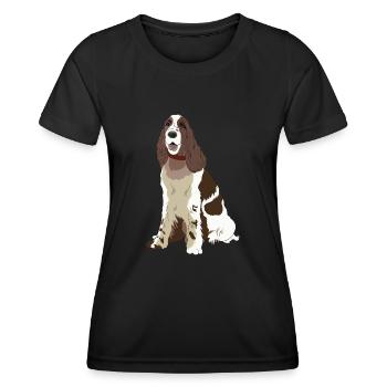 Cadeau de chien Springer Spaniel anglais - T-shirt sport Femme - noir - Devant - AI Model Female 172 light (172cm)