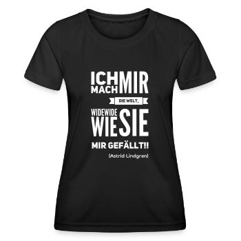 Ich mach mir die Welt widewide wie sie mir gefällt - Frauen Funktions-T-Shirt - Schwarz - Vorne - AI Model Female 172 light (172cm)