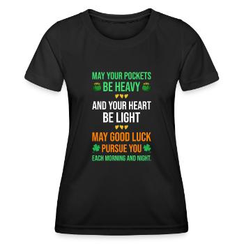 St Patrick's Day Saying Ireland Heart Happiness Gift - Women's Functional T-Shirt - black - Front - AI Model Female 172 light (172cm)