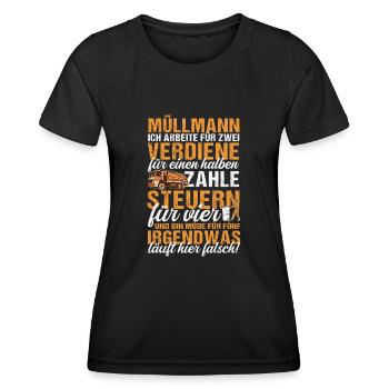Müllmann Müllabfuhr Müllwagen Steuern - Frauen Funktions-T-Shirt - Schwarz - Vorne - AI Model Female 172 light (172cm)