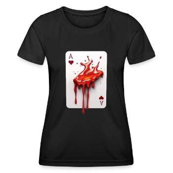 Blutige Pokerkarte - Frauen Funktions-T-Shirt - Schwarz - Vorne - AI Model Female 172 light (172cm)