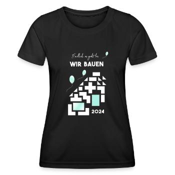 wir bauen Hausbau - Frauen Funktions-T-Shirt - Schwarz - Vorne - AI Model Female 172 light (172cm)