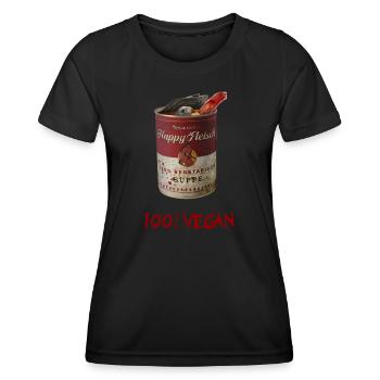 Veganer Grusel mit Happy Fleisch - 100% Vegan - Frauen Funktions-T-Shirt - Schwarz - Vorne - AI Model Female 172 light (172cm)