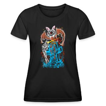 Fledermaus Gothic Halloween - Frauen Funktions-T-Shirt - Schwarz - Vorne - AI Model Female 172 light (172cm)