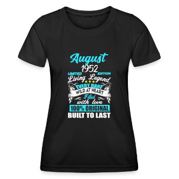 Août 1952 - cadeau du 70e anniversaire. Génial. - T-shirt sport Femme - noir - Devant - AI Model Female 172 light (172cm)
