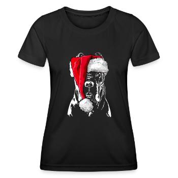Santa CANE CORSO Christmas Dogs Dog Wilsigns - Women's Functional T-Shirt - black - Front - AI Model Female 172 light (172cm)