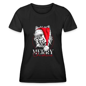 Père Noël TERRIER AUSTRALIEN Joyeux Noël Wilsigns - T-shirt sport Femme - noir - Devant - AI Model Female 172 light (172cm)