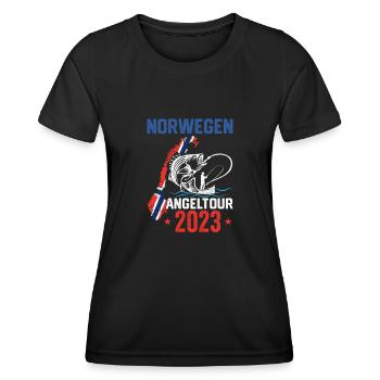 Norwegen Angeltour 2023 Hochseeangeln - Frauen Funktions-T-Shirt - Schwarz - Vorne - AI Model Female 172 light (172cm)