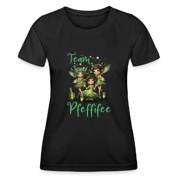 Team Pfeffifee Pfefferminz Likör Saufen JGA - Frauen Funktions-T-Shirt - Schwarz - Vorne - AI Model Female 172 light (172cm)