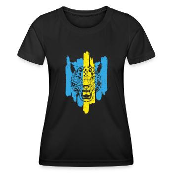 Schneeleopard National Souvenir Kasachstan - Frauen Funktions-T-Shirt - Schwarz - Vorne - AI Model Female 172 light (172cm)