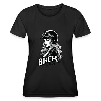 Motorradfahrerin Motorrad Frau - Frauen Funktions-T-Shirt - Schwarz - Vorne - AI Model Female 172 light (172cm)