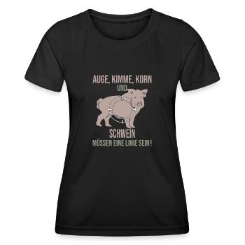 Wildschwein Jagd Lustiger Spruch Jagen für Jäger - Frauen Funktions-T-Shirt - Schwarz - Vorne - AI Model Female 172 light (172cm)