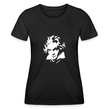 Silhouette Beethoven Geschenk Klavierspieler Musik - Frauen Funktions-T-Shirt - Schwarz - Vorne - AI Model Female 172 light (172cm)
