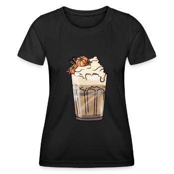 Kürbis Latte Macchiato - Latte à la citrouille et aux épices - T-shirt sport Femme - noir - Devant - AI Model Female 172 light (172cm)