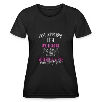 Femme motarde maman motarde maillot motarde moto - T-shirt sport Femme - noir - Devant - AI Model Female 172 light (172cm)