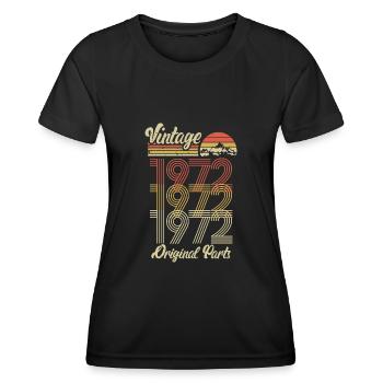 50. Geburtstag 1972 Vintage Jahrgang 50 Jahre - Frauen Funktions-T-Shirt - Schwarz - Vorne - AI Model Female 172 light (172cm)
