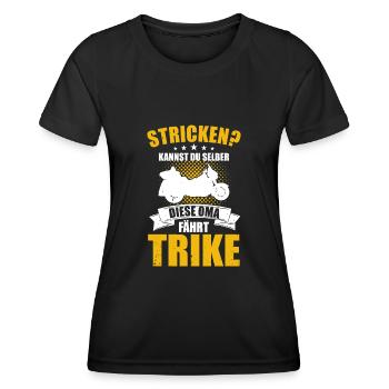 Triker Oma Triken Biker Motorsport Motorrad Trike - Frauen Funktions-T-Shirt - Schwarz - Vorne - AI Model Female 172 light (172cm)