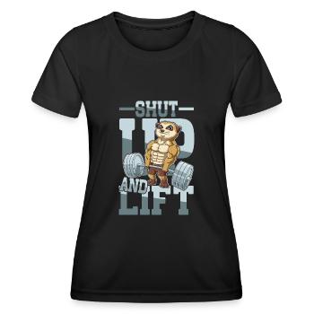 Shut Up and Lift - Frauen Funktions-T-Shirt - Schwarz - Vorne - AI Model Female 172 light (172cm)