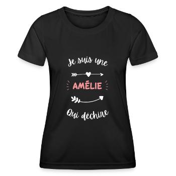 Je suis une Amélie qui déchire - T-shirt sport Femme - noir - Devant - AI Model Female 172 light (172cm)