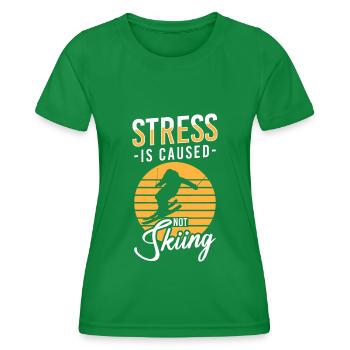 Vacances aux sports d’hiver Pistensau - T-shirt sport Femme - vert - Devant - AI Model Female 172 dark (172cm)