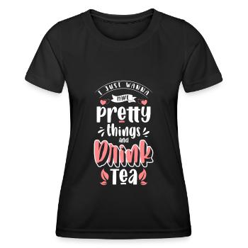 Tea Tea Bags Tea Lovers - Women's Functional T-Shirt - black - Front - AI Model Female 172 light (172cm)
