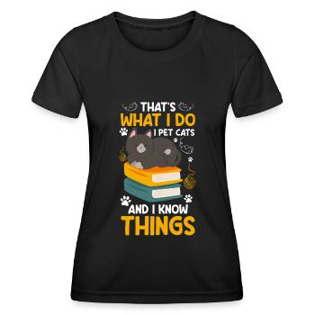 Chats Chat Chat Ami Chat Sauvage - T-shirt sport Femme - noir - Devant - AI Model Female 172 light (172cm)