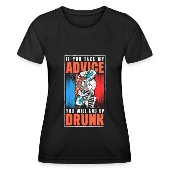 Alkoholiker Säufer Humor Kneipe - Frauen Funktions-T-Shirt - Schwarz - Vorne - AI Model Female 172 light (172cm)