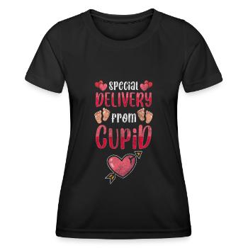 Bébé Biologique Parents Ventre - T-shirt sport Femme - noir - Devant - AI Model Female 172 light (172cm)