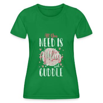 Relatie, knuffel, knuffel, tederheid - Functioneel T-shirt voor vrouwen - kelly groen - Voor - AI Model Female 172 dark (172cm)