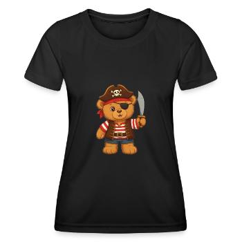 Ours en peluche Pirate - T-shirt sport Femme - noir - Devant - AI Model Female 172 light (172cm)