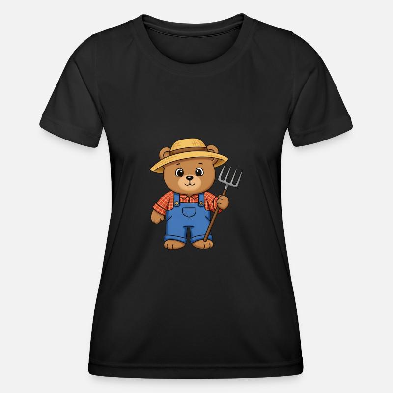 Teddy Bear Farmer - Women's Functional T-Shirt - black