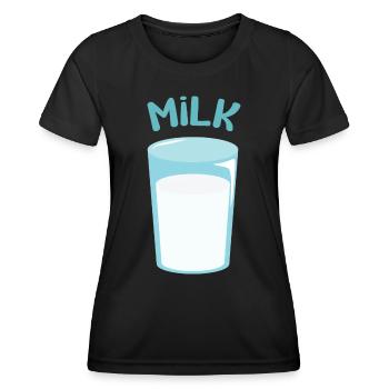 Verre de lait - T-shirt sport Femme - noir - Devant - AI Model Female 172 light (172cm)