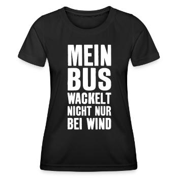 LUSTIG BUS CAMPER CAMPING - Frauen Funktions-T-Shirt - Schwarz - Vorne - AI Model Female 172 light (172cm)
