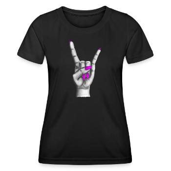 Heavy Metal Hand Pink - Frauen Funktions-T-Shirt - Schwarz - Vorne - AI Model Female 172 light (172cm)