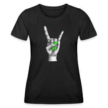 Heavy Metal Hand grüne Nägel - Frauen Funktions-T-Shirt - Schwarz - Vorne - AI Model Female 172 light (172cm)