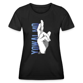 Anime Manga // Gojo fingers crossed // AS005 - Women's Functional T-Shirt - black - Front - AI Model Female 172 light (172cm)