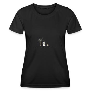Snow Snowman Dog Stick Throwing Sticks - Women's Functional T-Shirt - black - Front - AI Model Female 172 light (172cm)
